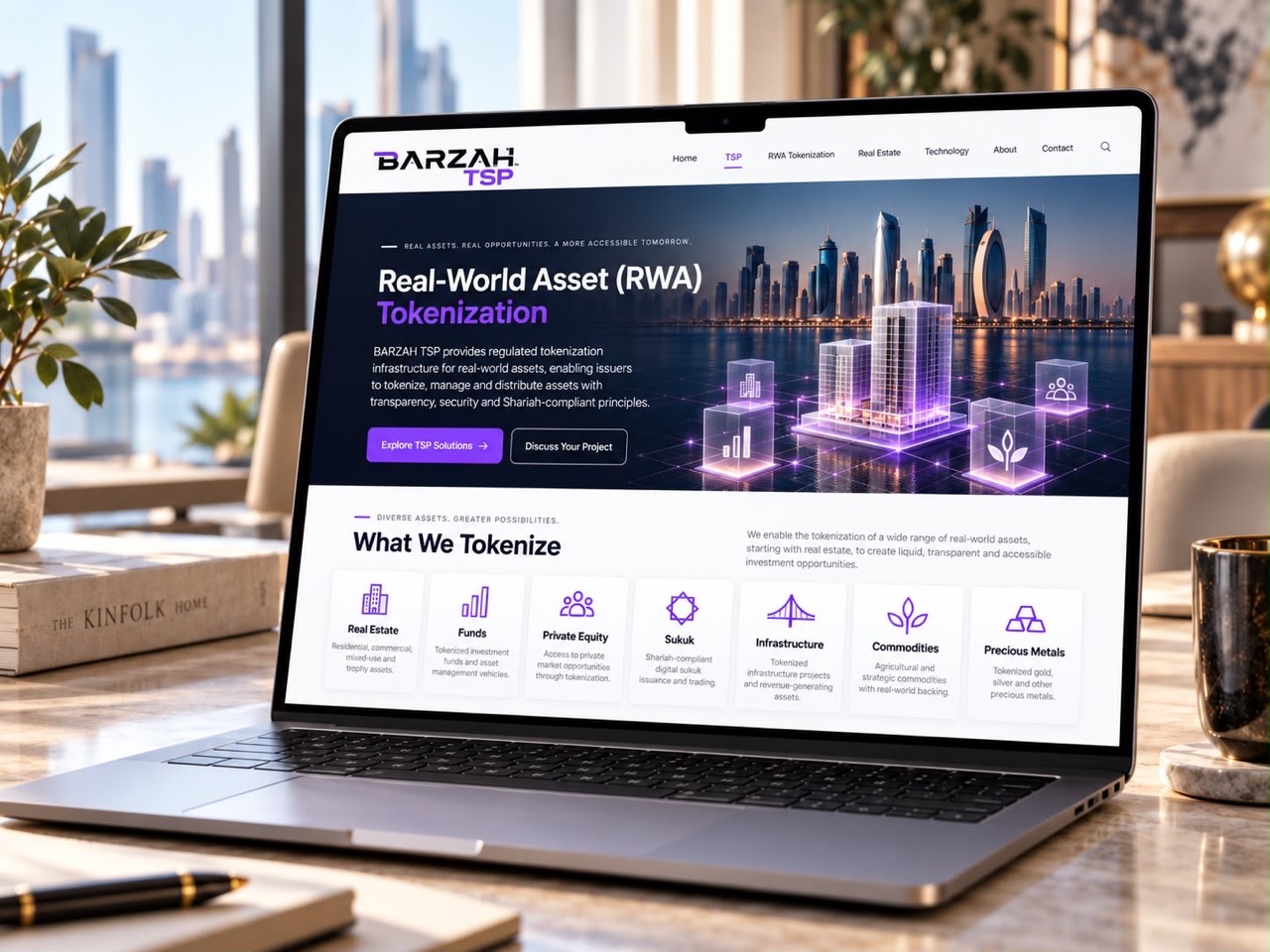 Partner-supplied laptop picture showing a Barzah TSP website concept